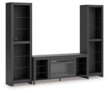 Cayberry Entertainment Center side angle with LED lighting
