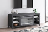 Black TV stand with LED lights - red setting