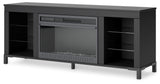 Black TV stand with glowing blue LED backlight