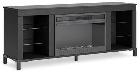 Cayberry TV stand side angle showing LED lighting
