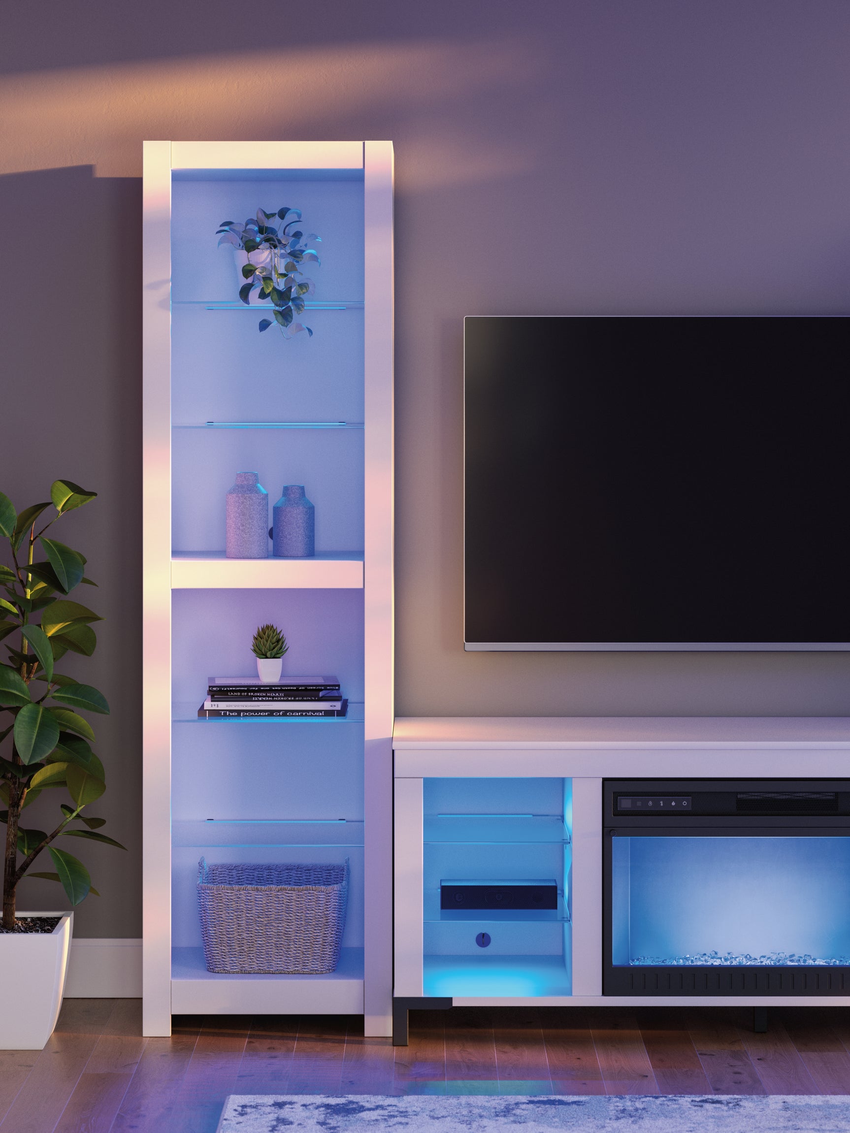 LED lighting color options: red, blue, white