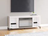 White LED lighting close-up on TV stand shelves