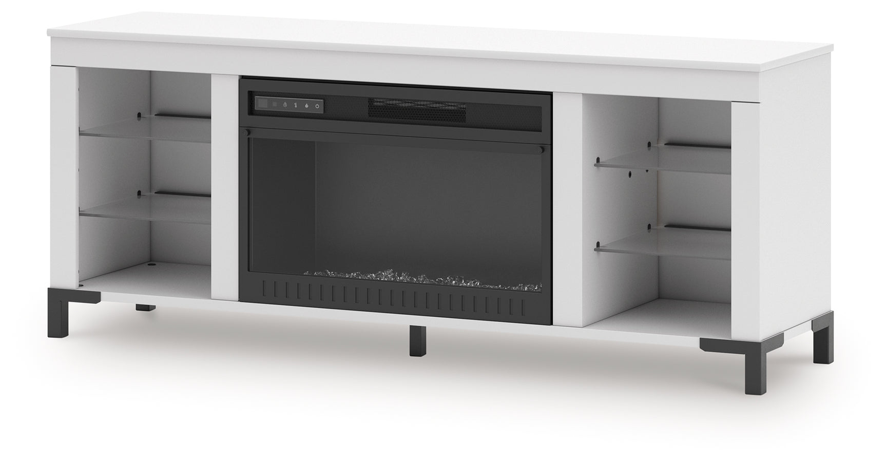 Alternate side angle of Brollevi white TV stand