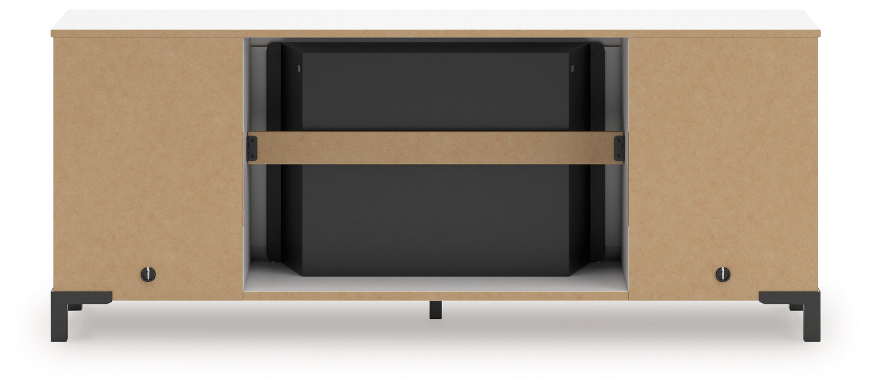 Back view of Brollevi white TV stand
