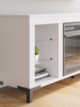 Close-up detail of Brollevi TV stand material and hardware