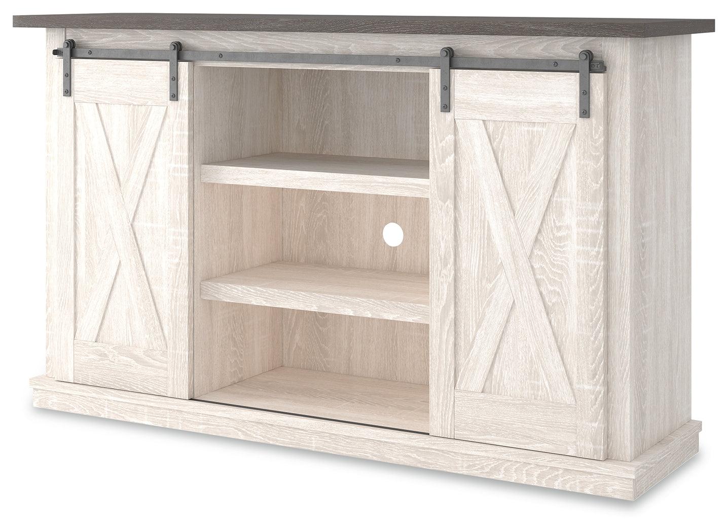 Dorrinson Two-Tone 54 Inch TV Stand side profile