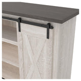 Dorrinson Two-Tone 54 Inch TV Stand styled in living room