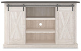 Dorrinson Two-Tone 54 Inch TV Stand sliding barn doors detail