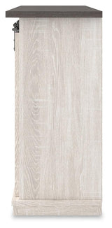 Dorrinson Two-Tone 54 Inch TV Stand hardware close-up