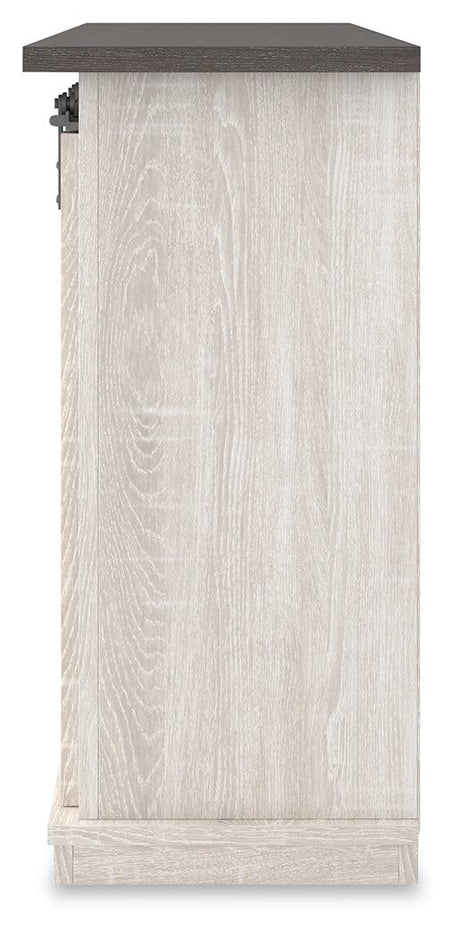 Dorrinson Two-Tone 54 Inch TV Stand hardware close-up