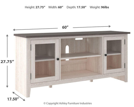 Dorrinson Two-tone 60-inch TV Stand dimension diagram