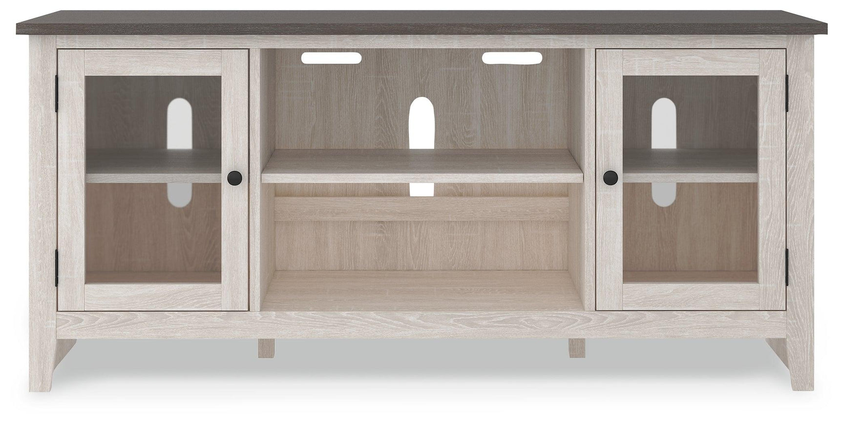 Dorrinson Two-tone 60-inch TV Stand angled alternate