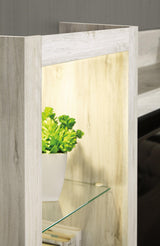 Bellaby entertainment center cabinet and shelf interior close-up