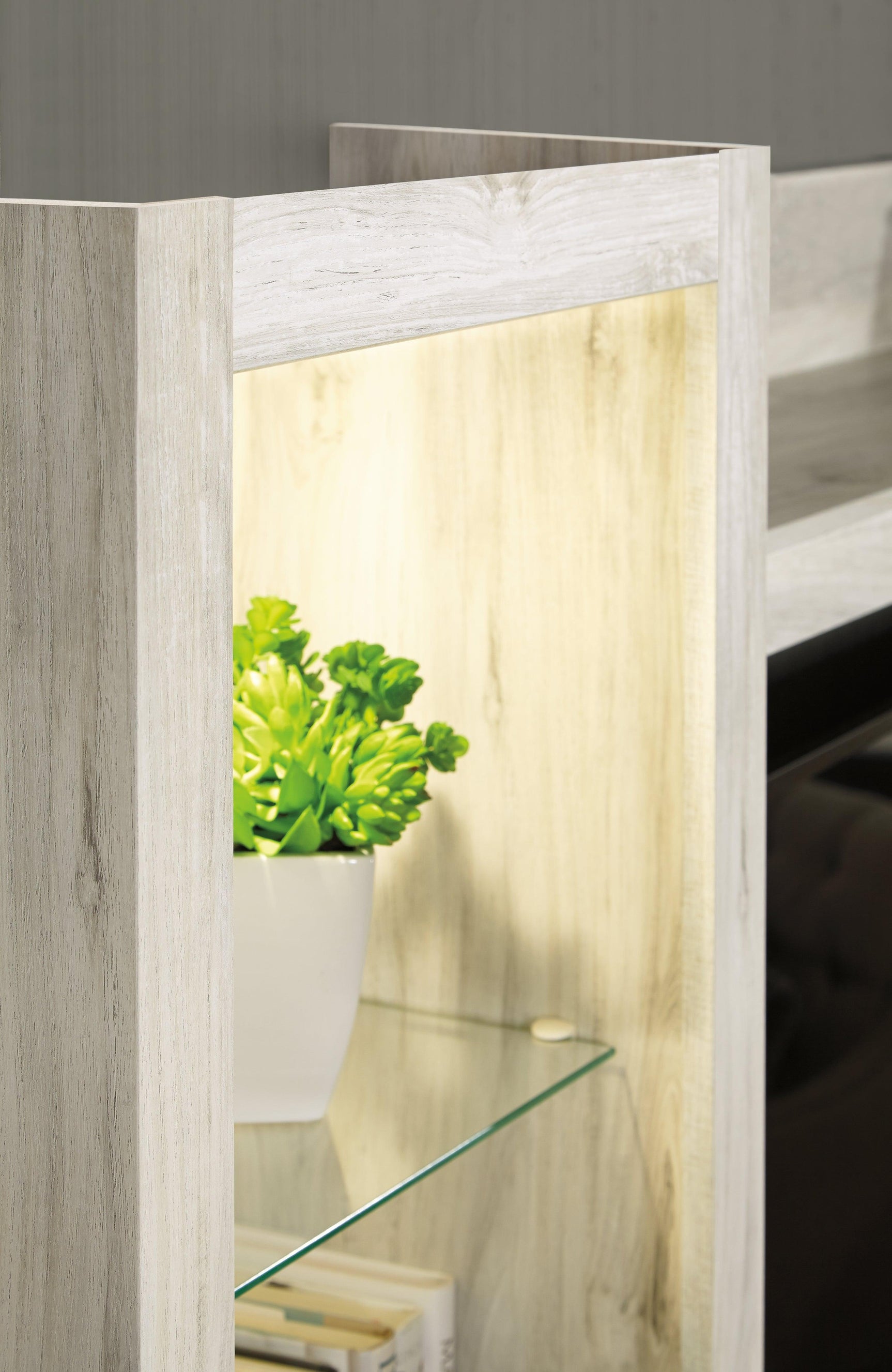 Bellaby entertainment center cabinet and shelf interior close-up