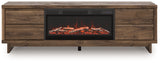 Zadilyn TV stand angled side view in warm brown finish
