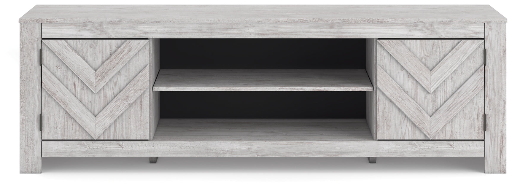 Front view of Cayboni TV stand closed cabinets