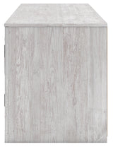Alternate side angle of Cayboni whitewash TV stand