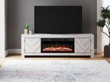 Close-up of Cayboni TV stand chevron pattern detail on front panel
