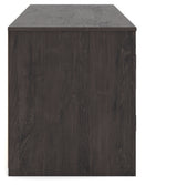 Side profile of Cayboni TV stand and fireplace