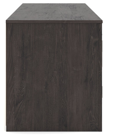 Side profile of Cayboni TV stand and fireplace