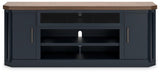 Landocken 83 inch brown and blue TV stand head on view