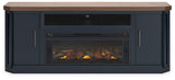 Landocken Two-Tone 83 inch TV Stand with Electric Fireplace fireplace detail