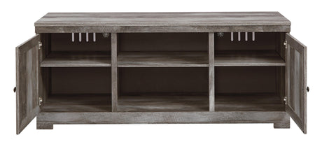 Open storage drawer in Wynnlow TV center stand