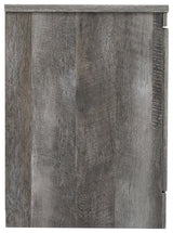 Wynnlow Gray 63 inch TV Stand side view showing thickness
