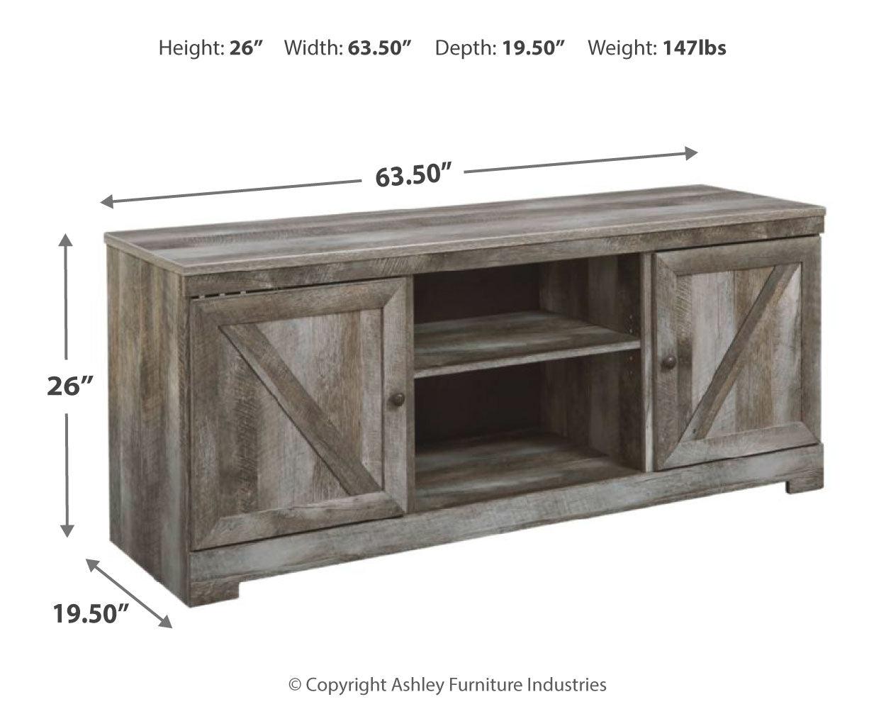 Wynnlow Gray 63 inch TV Stand dimensional diagram