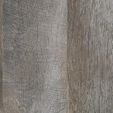 Close-up of Wynnlow gray TV stand rustic finish and hardware