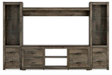 Trinell Brown 4-Piece Entertainment Center illuminated LED shelves