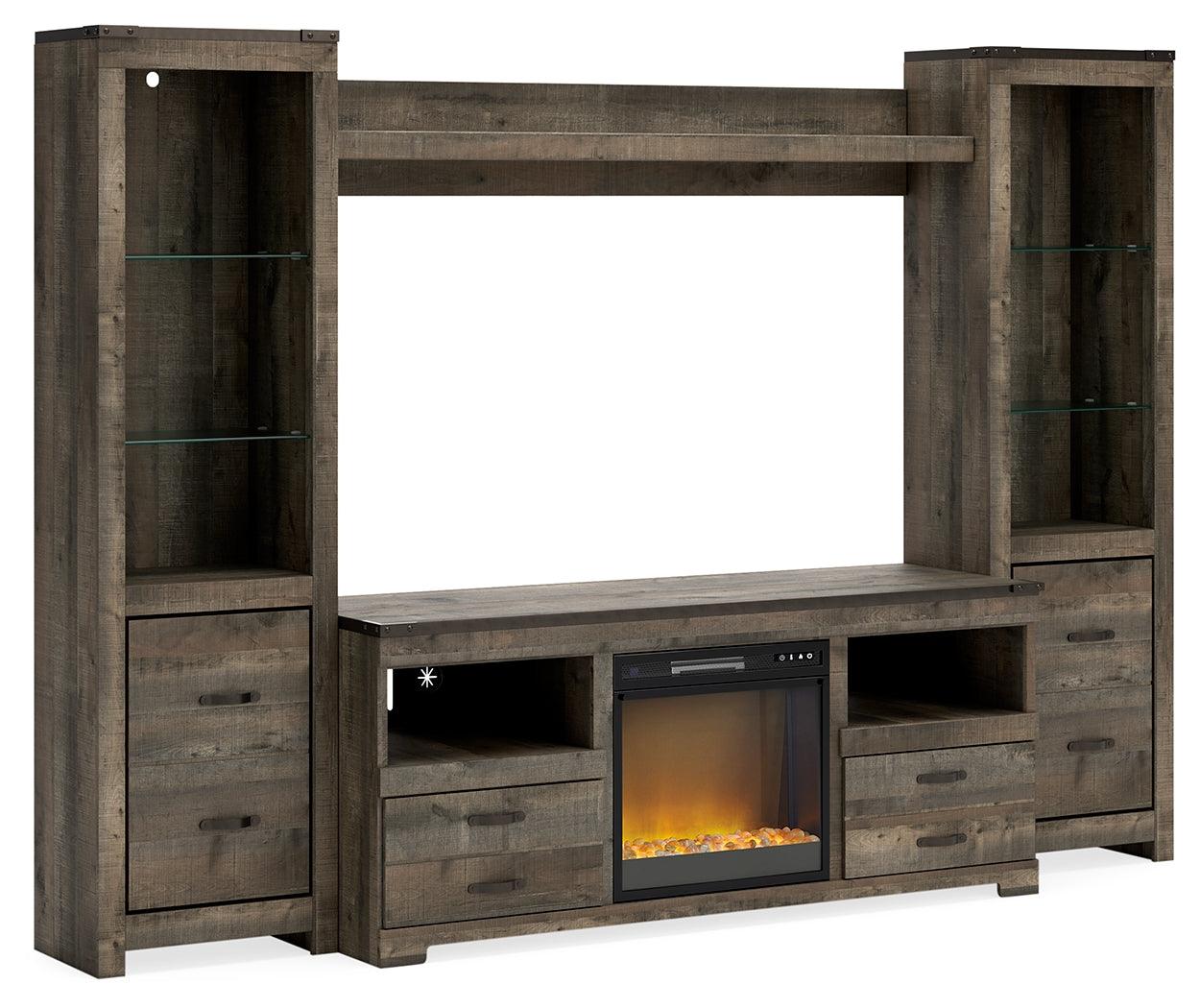 Trinell Brown 4-Piece Entertainment Center With Electric Fireplace W446W10 - Ella Furniture