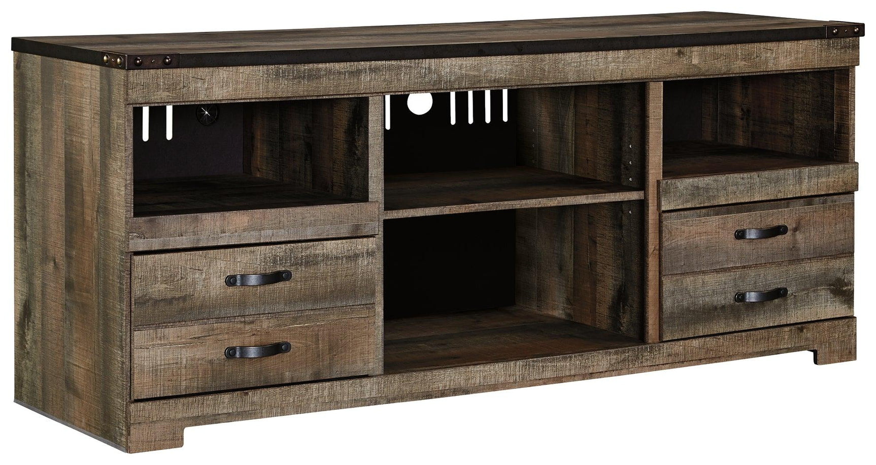 Close-up of Trinell TV Stand drawer and hardware