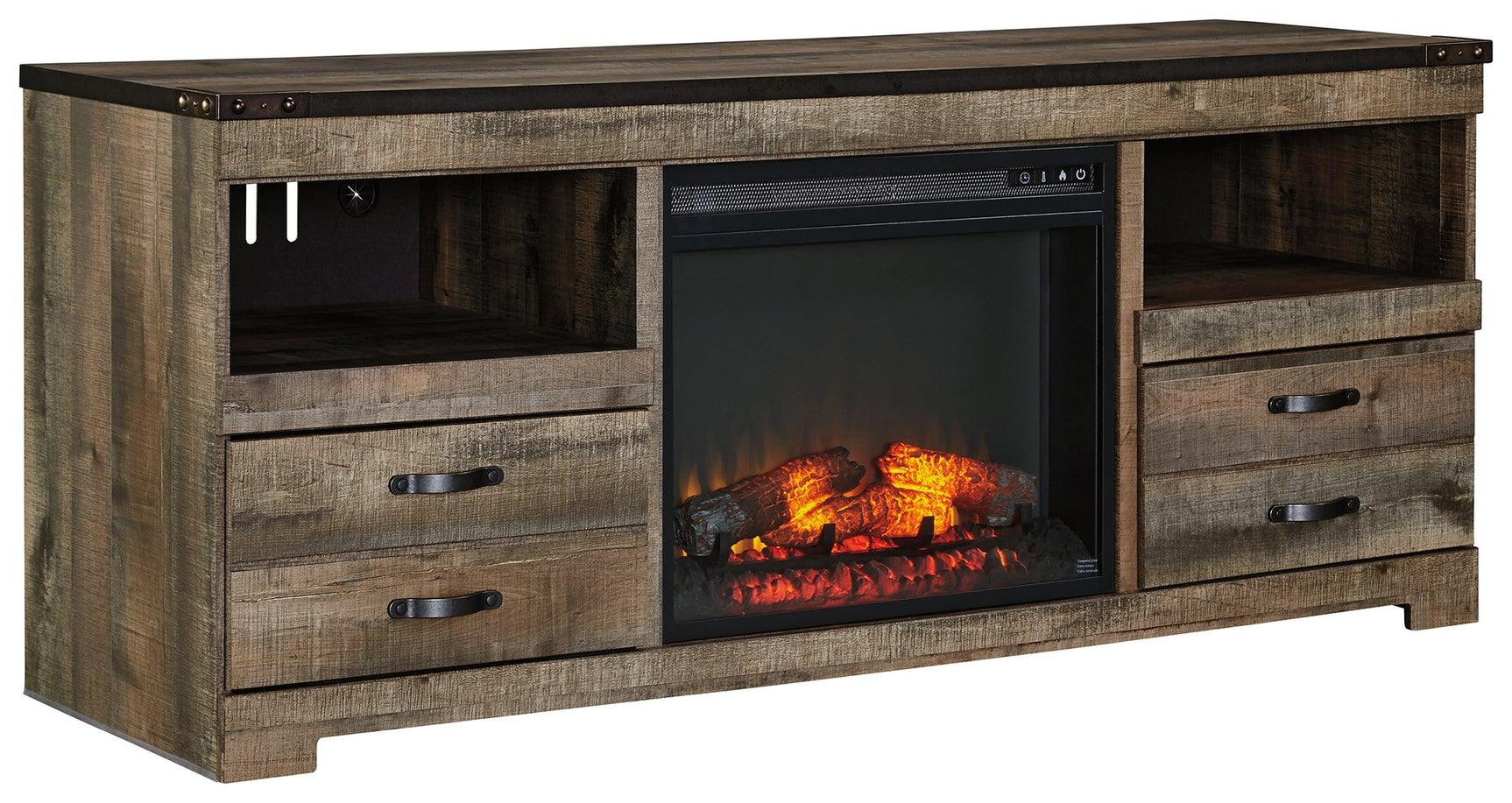 Trinell TV Stand with optional electric fireplace insert installed