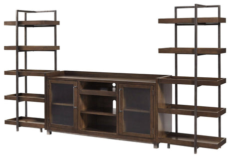 Starmore Brown/Gunmetal 3-Piece Entertainment Center side angle
