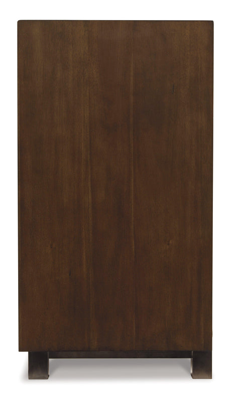 Side view of Starmore TV stand with electric fireplace