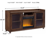 Starmore TV stand front view with electric fireplace insert on