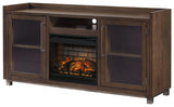 Metal-frame etagere pier with five shelves in walnut-tone finish