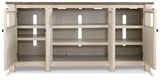 Bolanburg Two-tone 74 inch TV Stand close-up of black hardware