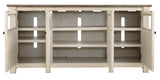 Bolanburg Two-tone 74 inch TV Stand showing adjustable shelves