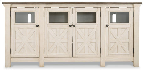 Bolanburg Two-tone 74 inch TV Stand angled view