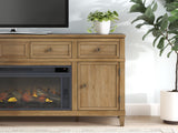 Sharlance TV stand with flame brightness on