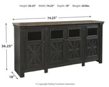 Tyler Creek TV stand dimension diagram