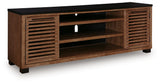 Kallari TV Stand angled closed cabinet doors