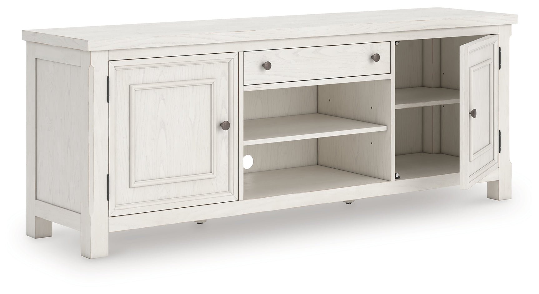 Robbinsdale TV Stand side angle with open cabinets