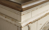 Realyn Chipped White 74 inch TV Stand decorative fretwork detail
