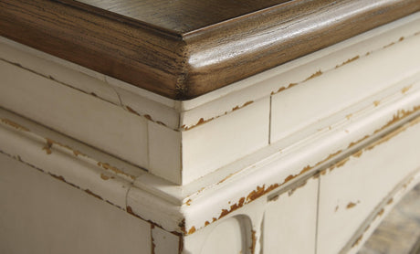 Realyn Chipped White 74 inch TV Stand decorative fretwork detail