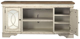 Realyn Chipped White 74 inch TV Stand head-on view