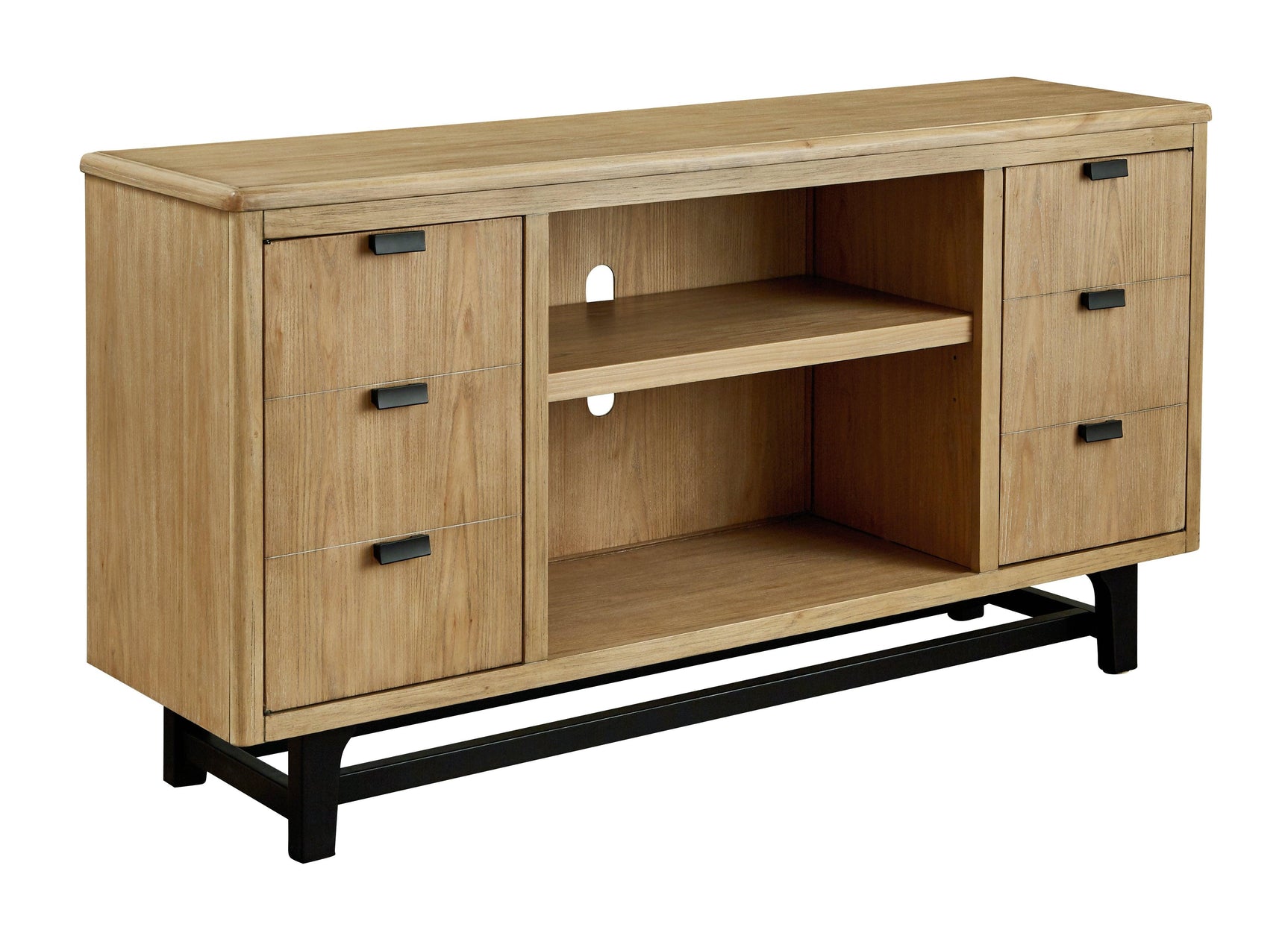 Freslowe Light Brown/Black Large Tv Stand - Ella Furniture