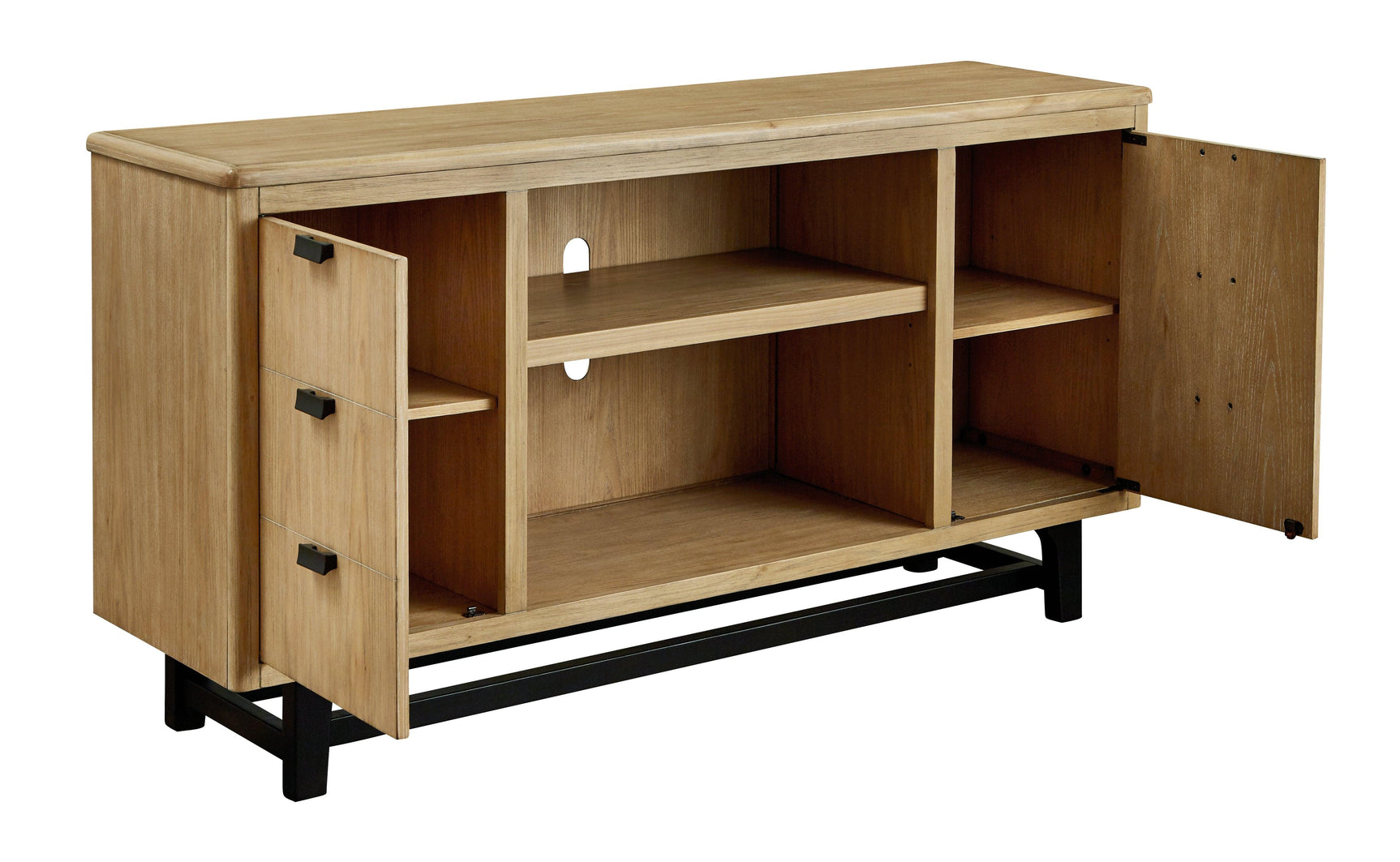 Freslowe Light Brown/Black Large Tv Stand - Ella Furniture